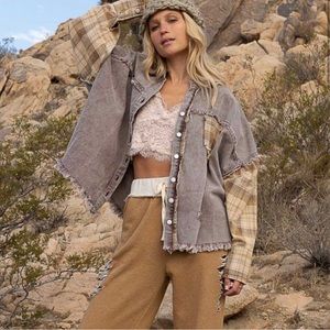 POL flannel frayed jacket